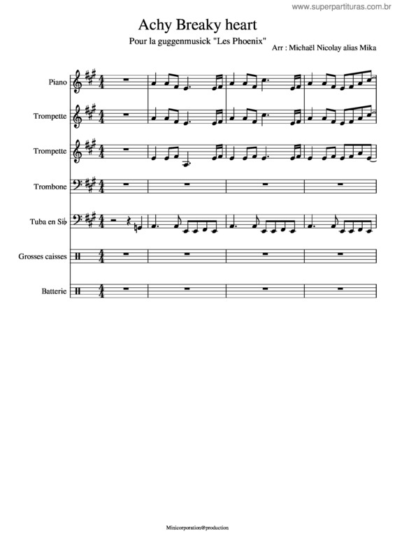 Partitura da música Achy Breaky Heart v.2