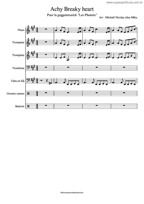 Partitura da música Achy Breaky Heart