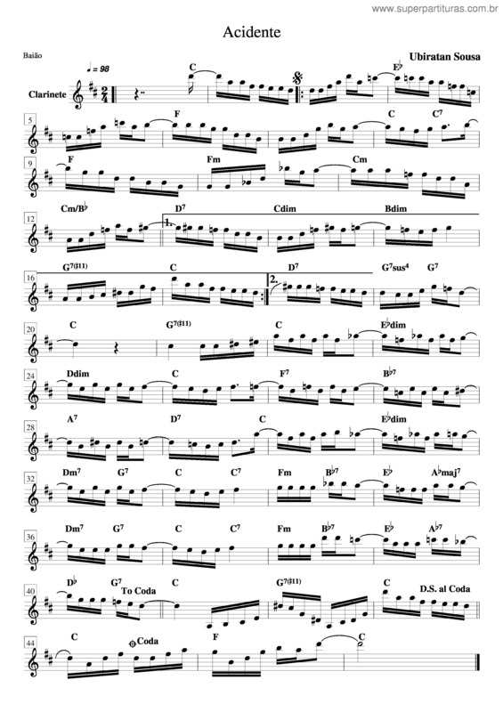 Partitura da música Acidente