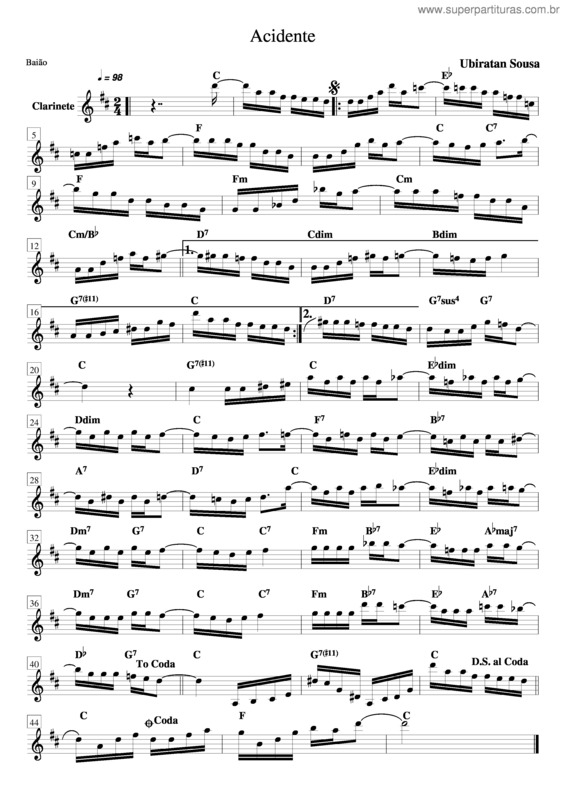 Partitura da música Acidente