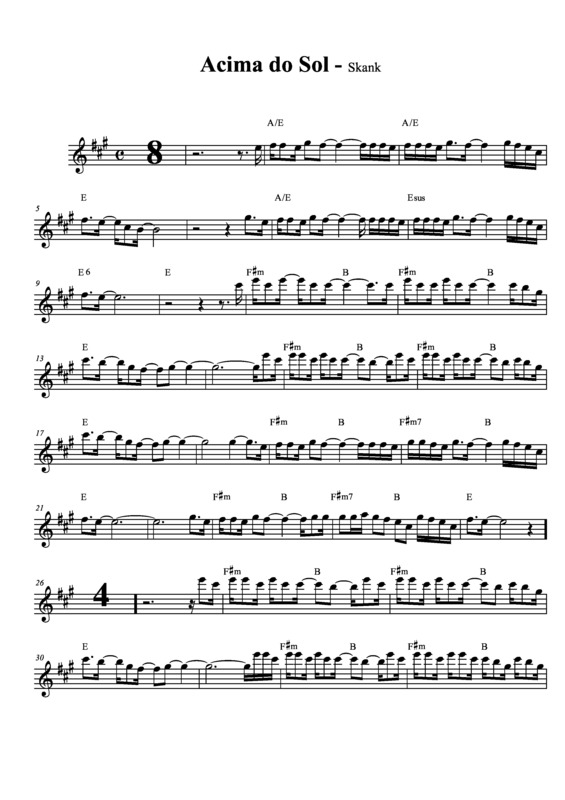 Partitura da música Acima do Sol v.3