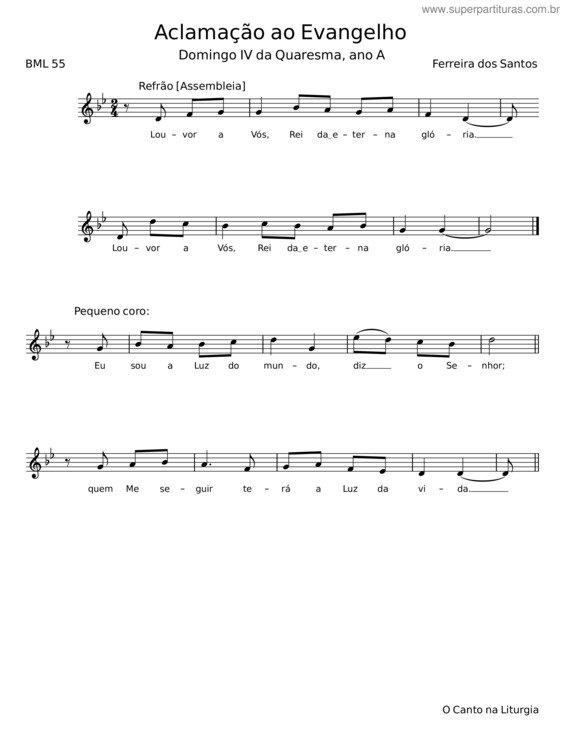 Partitura da música Aclamação Ao Evangelho – Ferreira Dos Santos