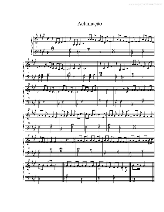 Partitura da música Aclamação