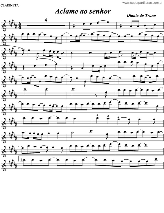 Partitura da música Aclame Ao Senhor v.12