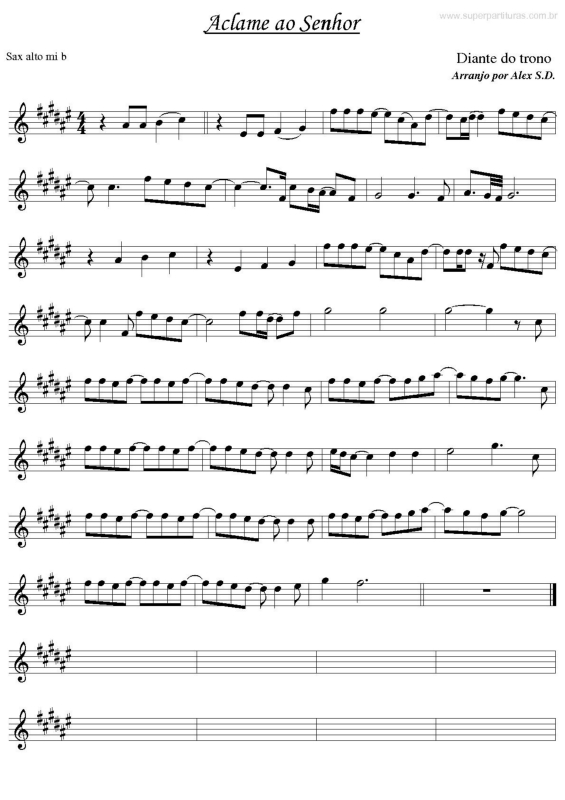 Partitura da música Aclame ao Senhor v.2