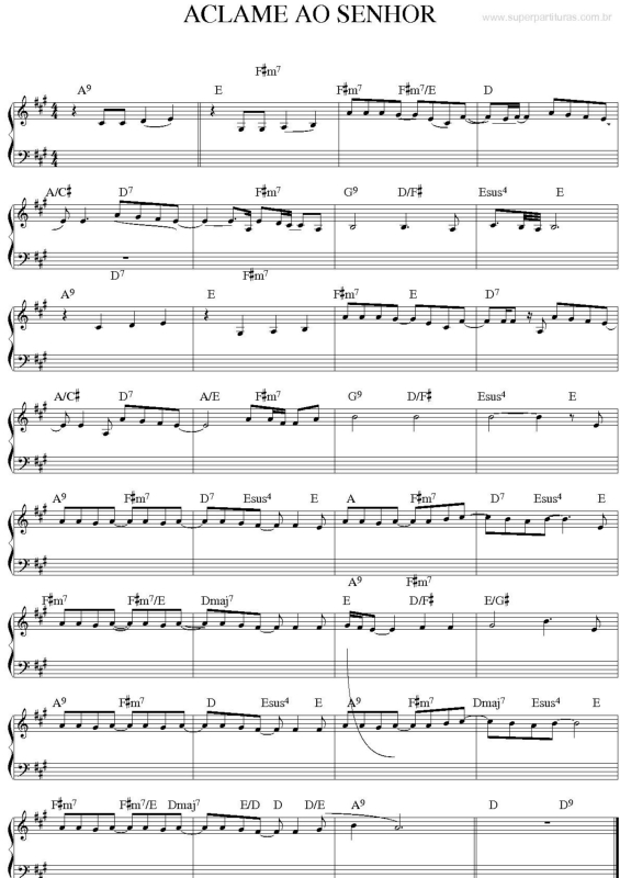 Partitura da música Aclame ao Senhor v.5