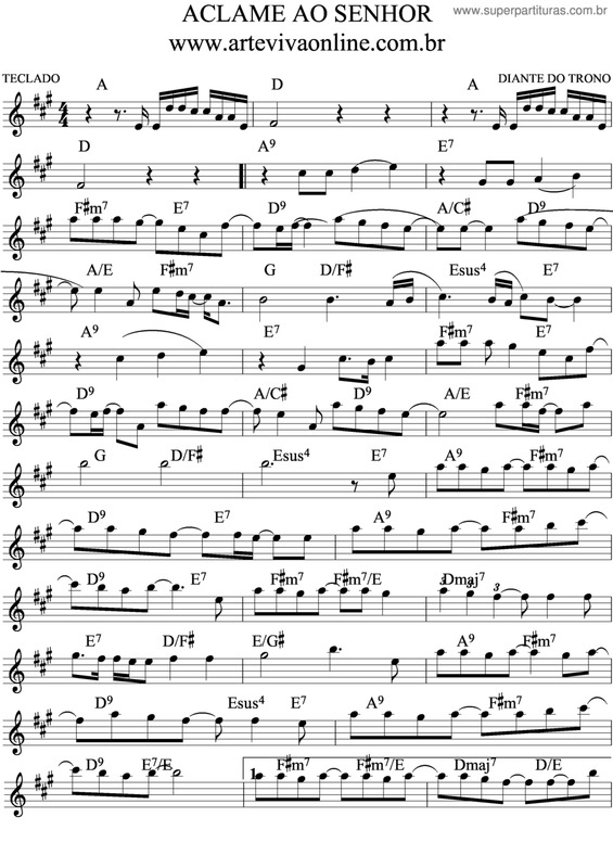 Partitura da música Aclame Ao Senhor v.9