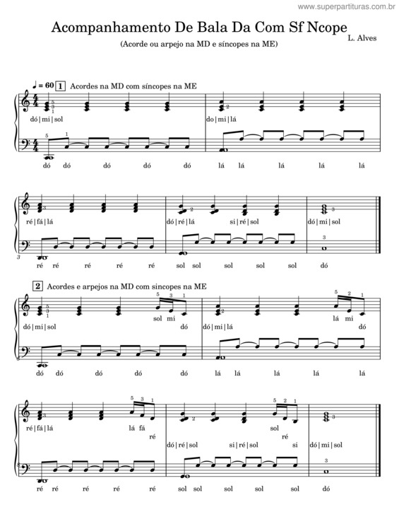 Partitura da música Acompanhamento De Balada Com Síncope