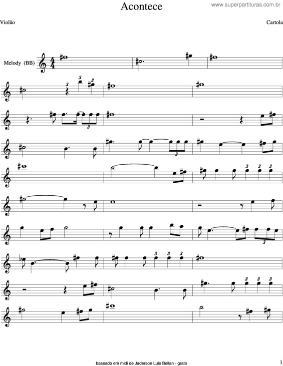 Partitura da música Acontece v.4