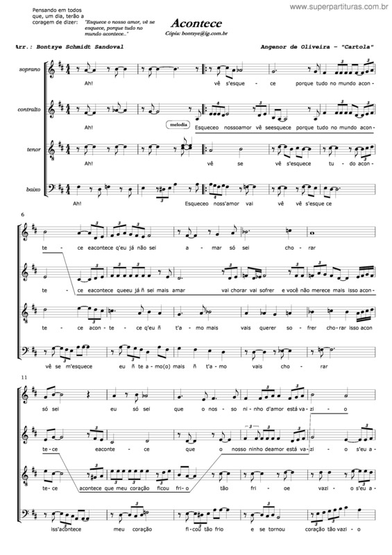 Partitura da música Acontece v.5