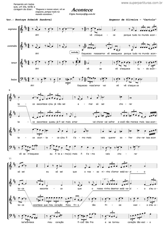 Partitura da música Acontece v.5