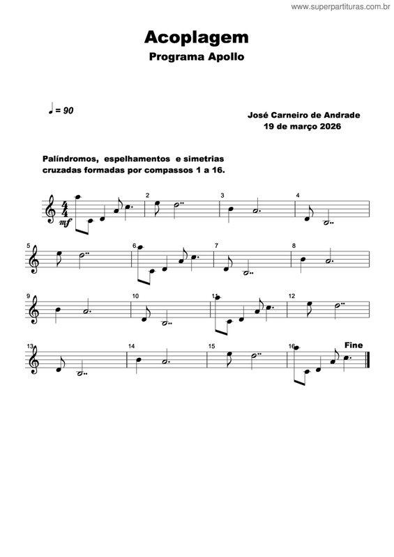 Partitura da música Acoplagem