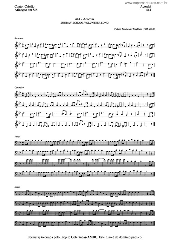 Partitura da música Acordai v.3