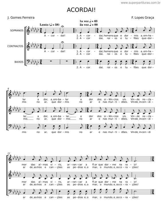 Partitura da música Acordai v.5