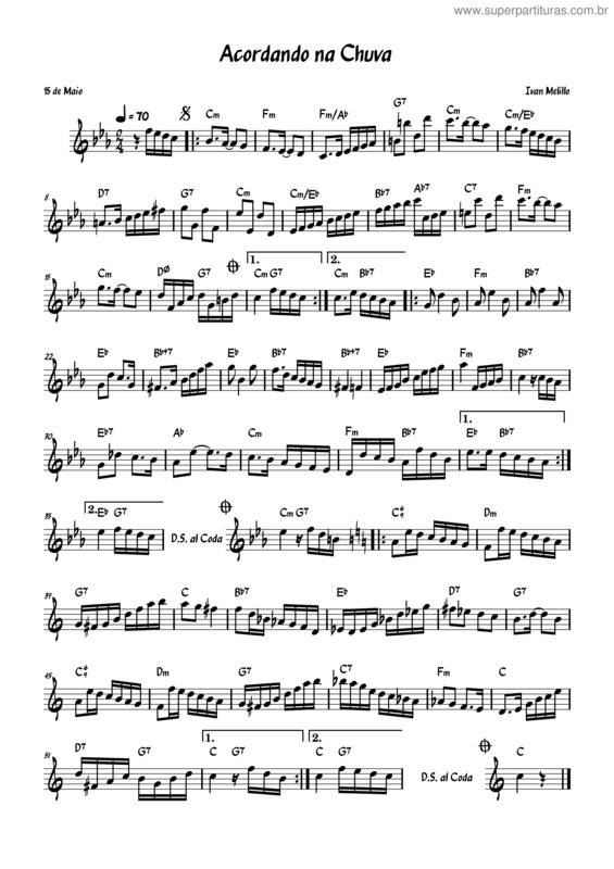 Partitura da música Acordando Na Chuva