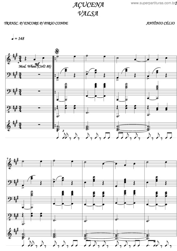 Partitura da música Açucena