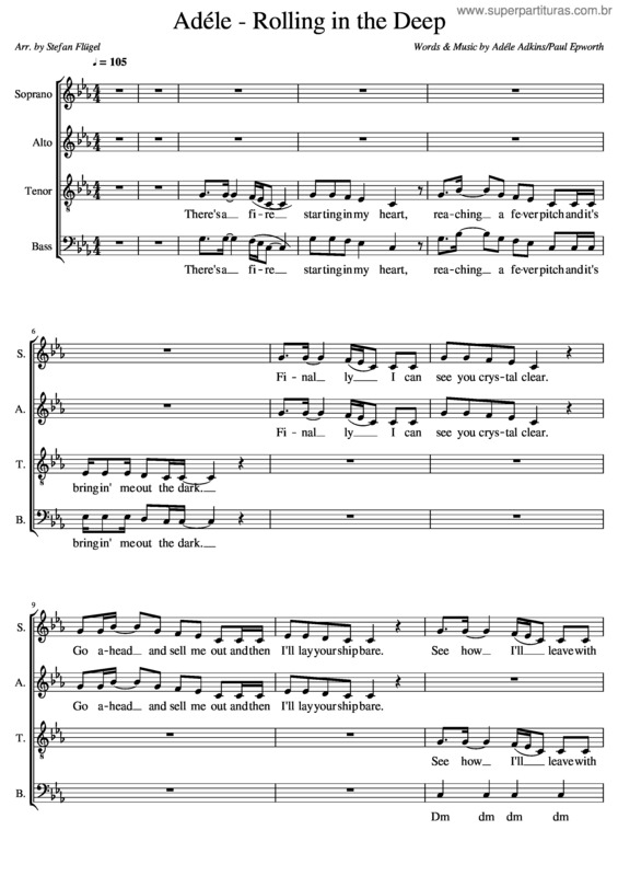 Partitura da música Ad Le Rolling In The Deep Koorversie