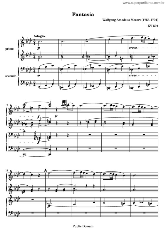 Partitura da música Adagio and Allegro (Fantasia)