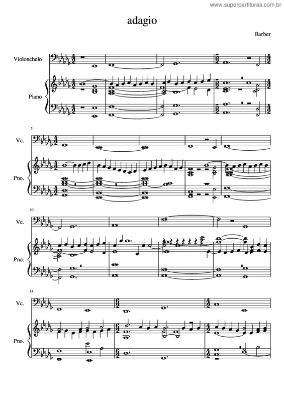 Partitura da música Adagio Barber