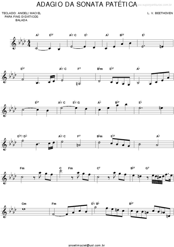 Partitura da música Adagio Da Sonata Patética