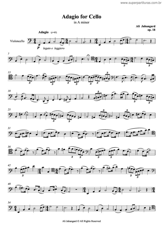 Partitura da música Adagio for Cello - Op.18