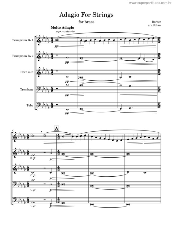 Partitura da música Adagio For Strings – Samuel Barber v.4
