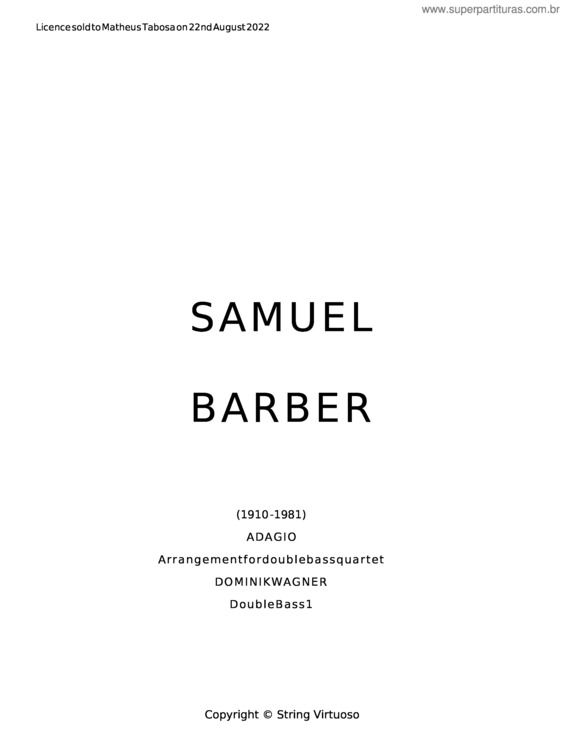 Partitura da música Adagio For Strings – Samuel Barber v.5