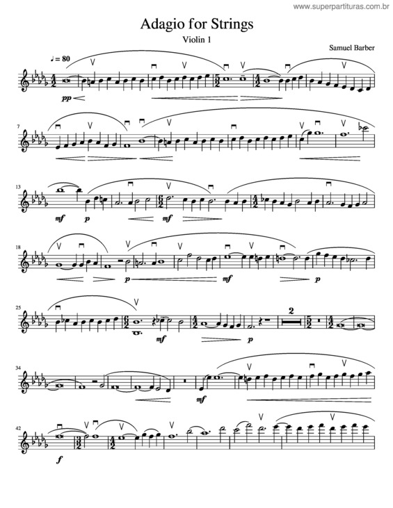 Partitura da música Adagio For Strings v.3