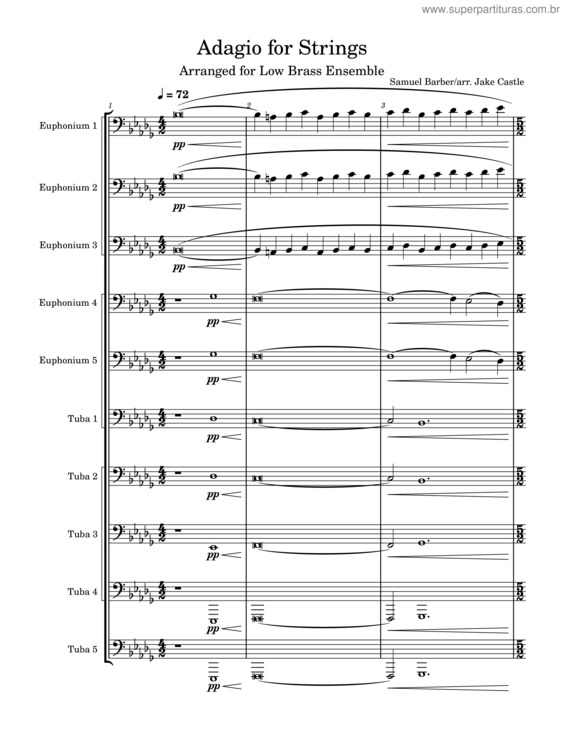 Partitura da música Adagio For Strings v.5