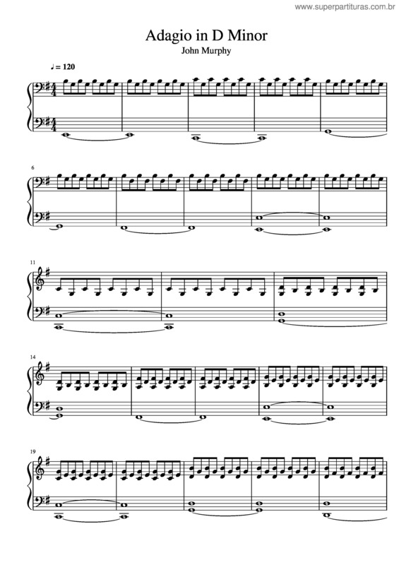Partitura da música Adagio In D Minor, H.352 – Carl Philipp Emanuel Bach Adagio In D Minor