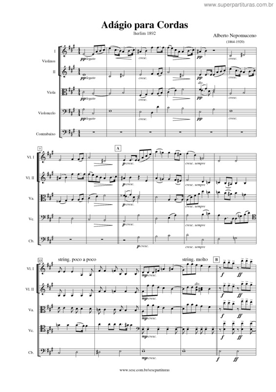 Partitura da música Adagio para Cordas