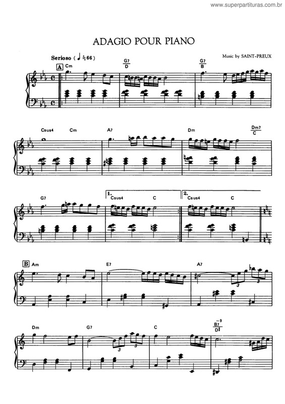 Partitura da música Adagio Pour Piano