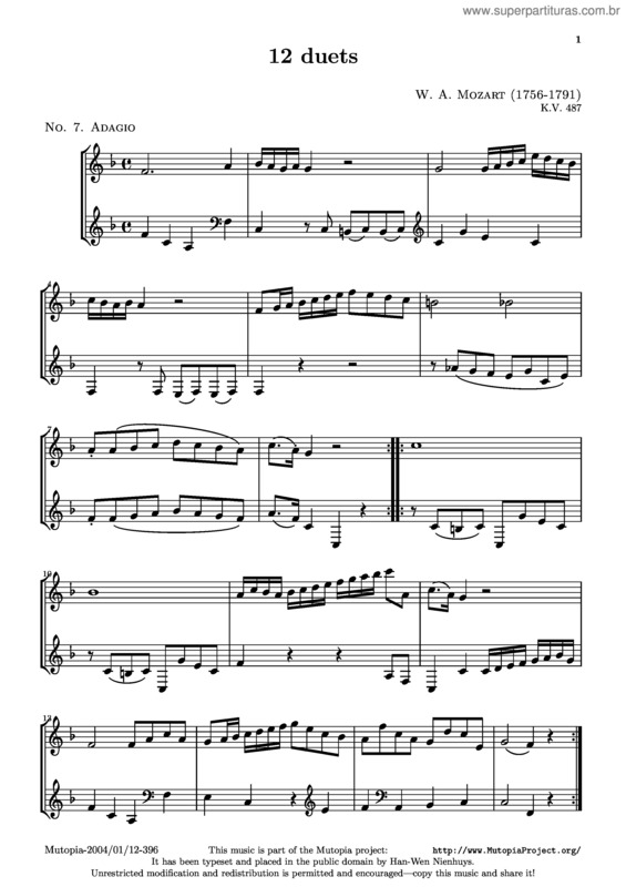 Partitura da música Adagio v.7