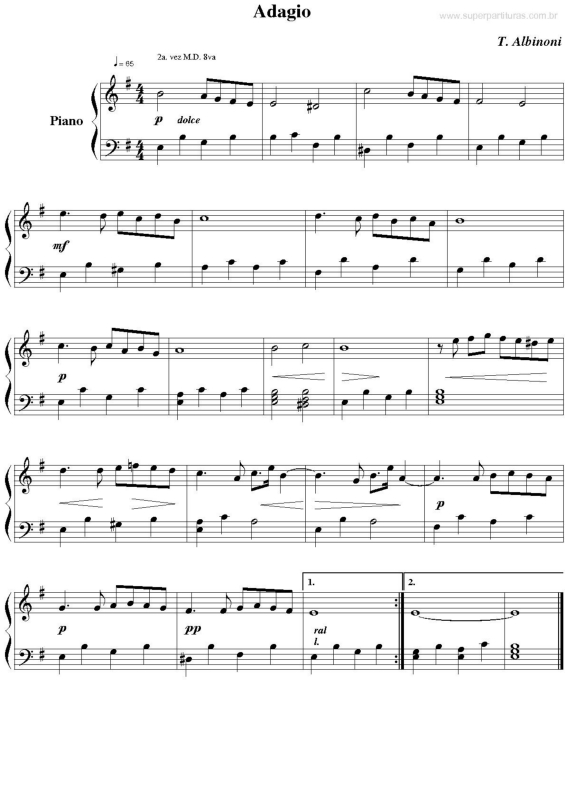 Partitura da música Adagio