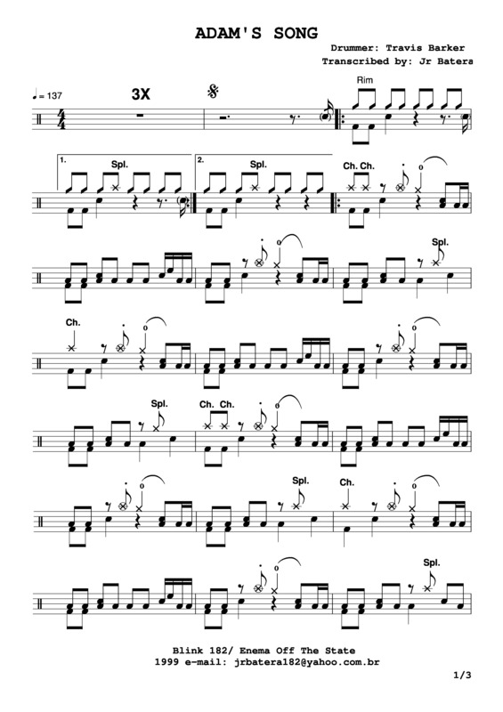 Partitura da música Adam´s Song