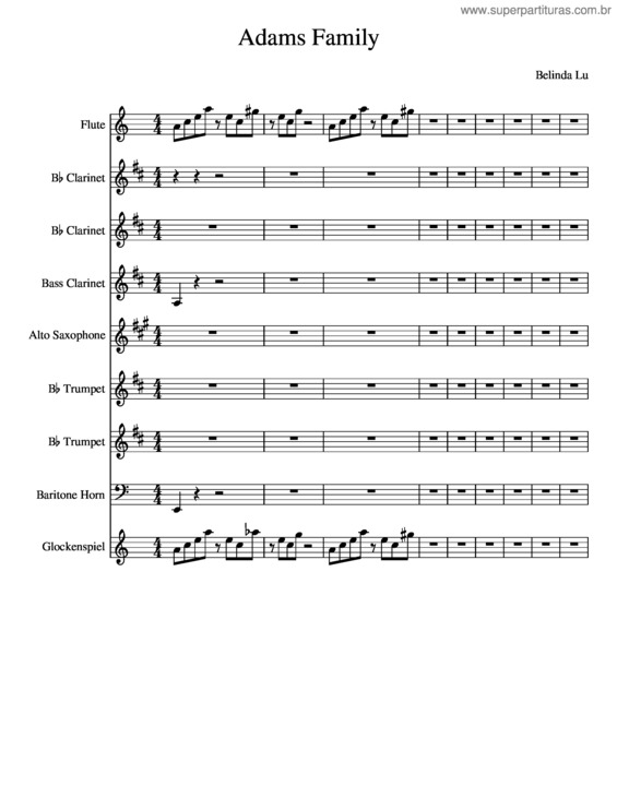 Partitura da música Adams Family
