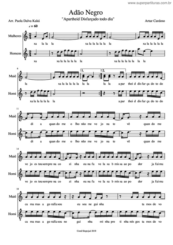 Partitura da música Adão Negro