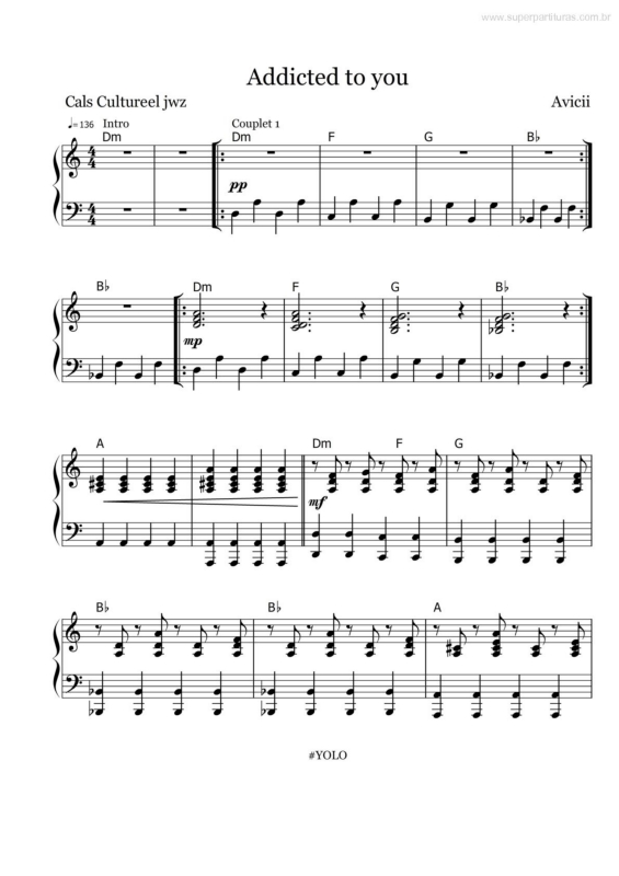 Partitura da música Addicted to You