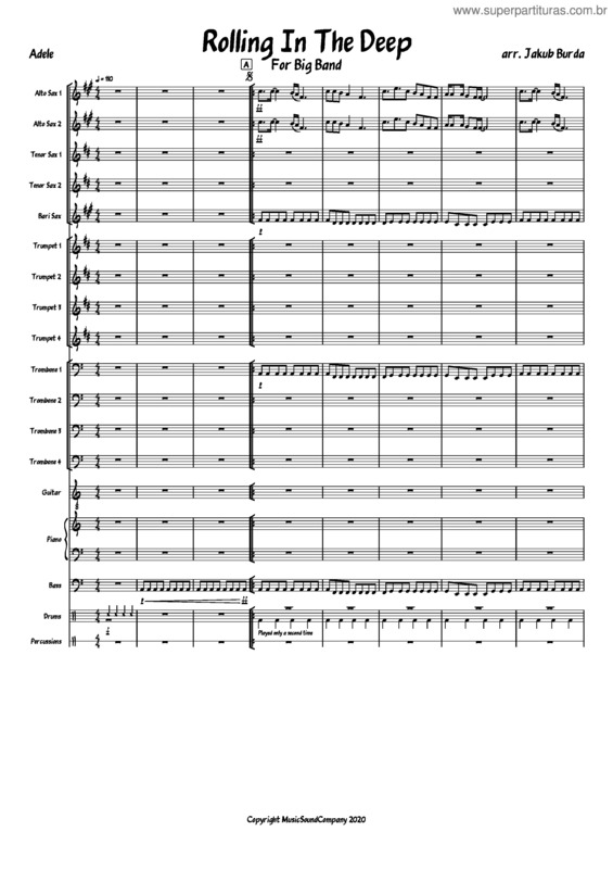 Partitura da música Adele – Rolling In The Deep Arr. Jakub Burda