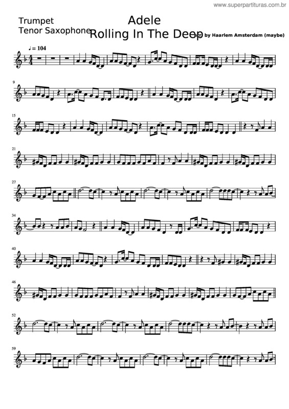 Partitura da música Adele – Rolling In The Deep