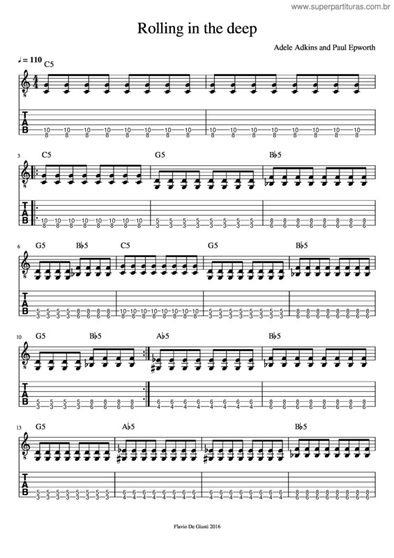 Partitura da música Adele Rolling In The Deep