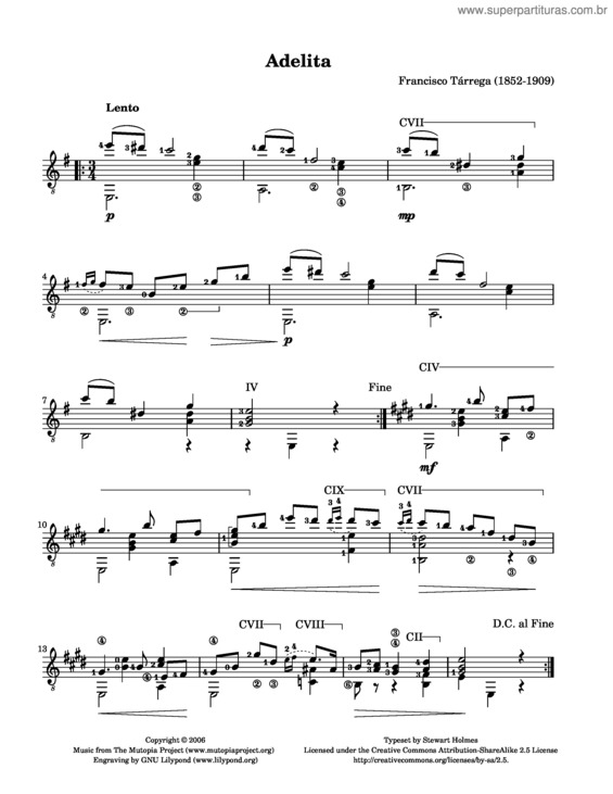 Partitura da música Adelita v.4