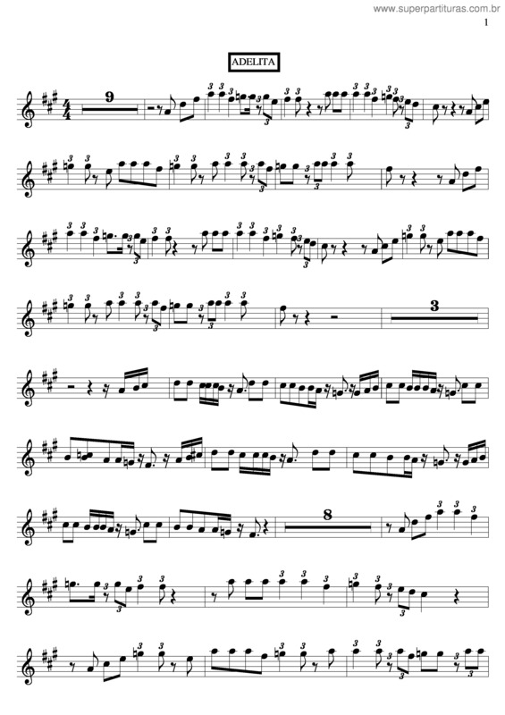 Partitura da música Adelita