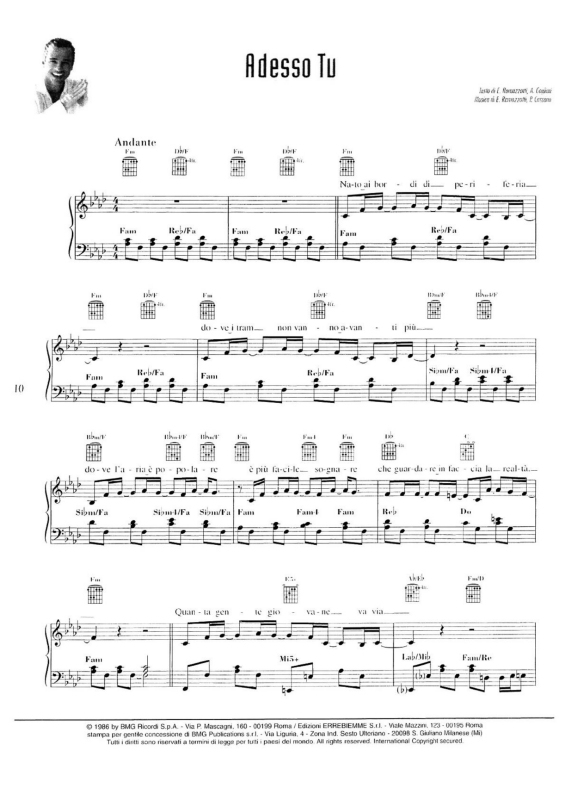 Partitura da música Adesso Tu v.2