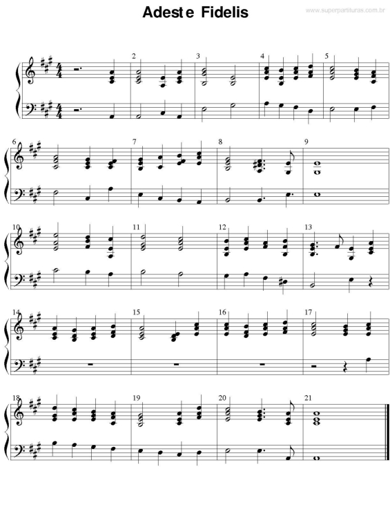 Partitura da música Adeste Fideles (Natal) v.2