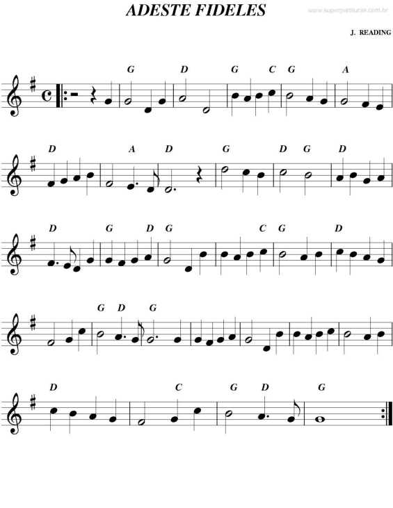 Partitura da música Adeste Fideles (Natal)