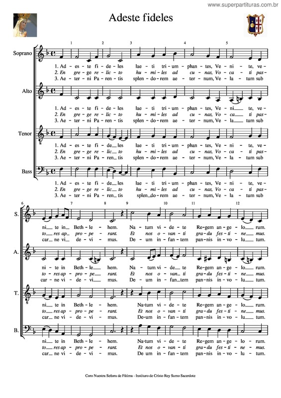 Partitura da música Adeste Fideles v.7