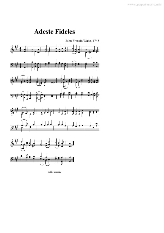 Partitura da música Adeste Fideles