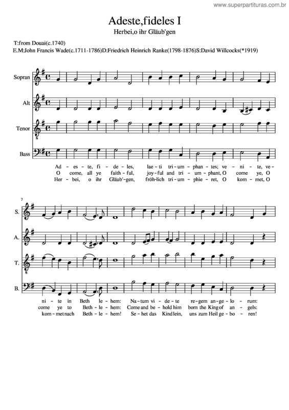 Partitura da música Adeste,Fideles_Isatb