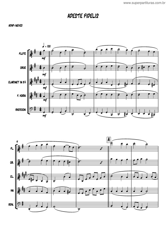 Partitura da música Adeste Fidelis v.2